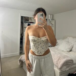 tic toc white floral corset top